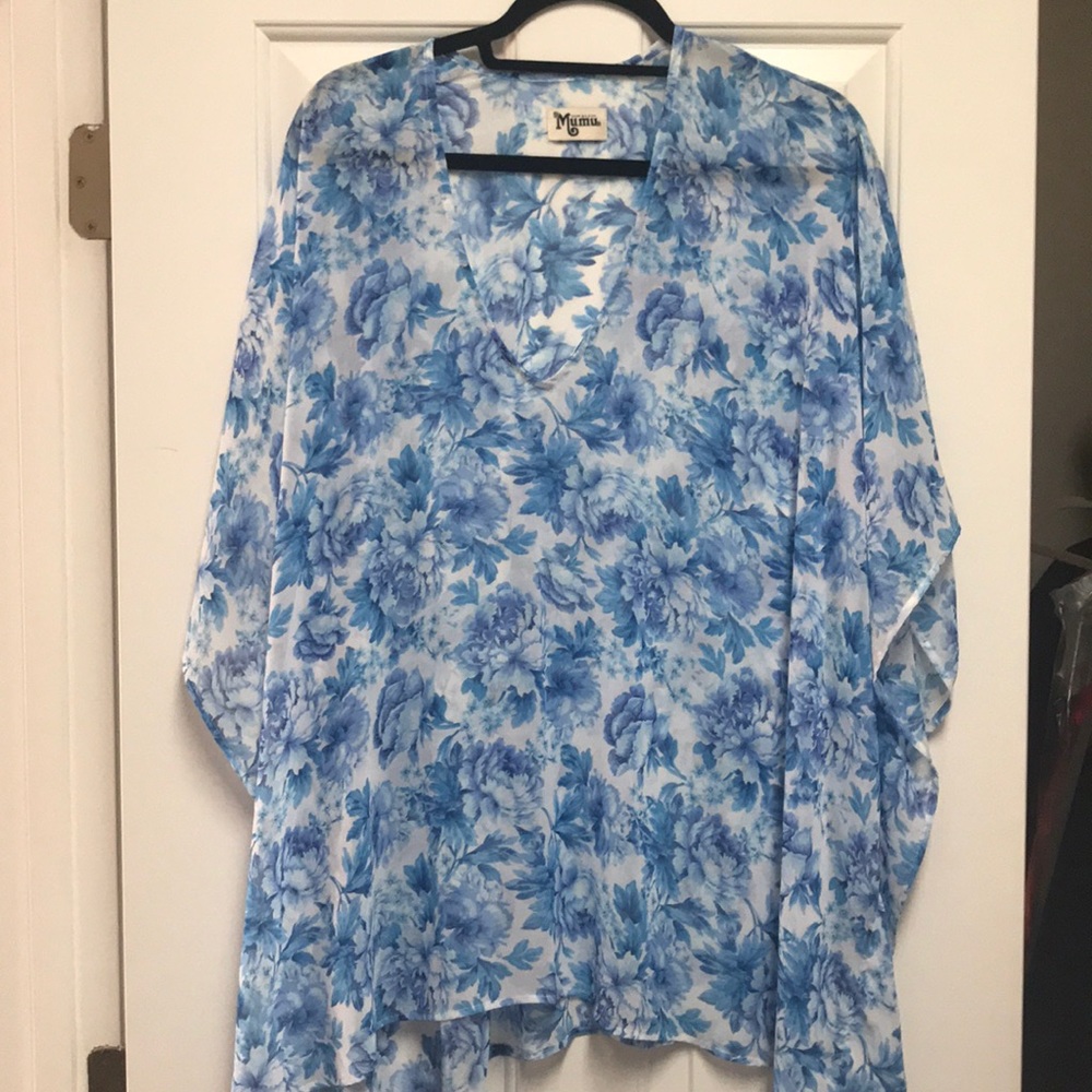 SHOW ME YOUR MUMU PETA TUNIC BLUE FLOWERS
